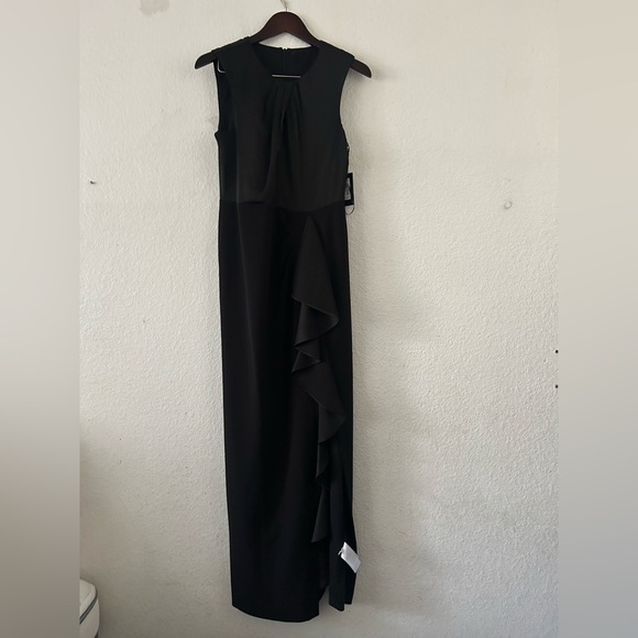 NWT DKNY Women's Twist-Front Cascade Ruffle Column Gown Formal Event Classic Sz6 - Picture 4 of 16
